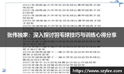 张伟独家：深入探讨羽毛球技巧与训练心得分享
