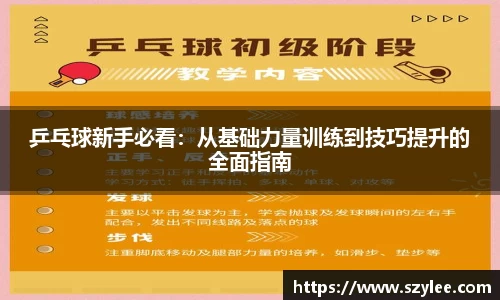 乒乓球新手必看：从基础力量训练到技巧提升的全面指南